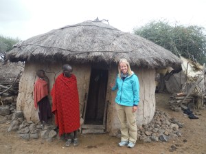 You can tell which hut the man will stay at for the night because he leaves his spear outside the door.
