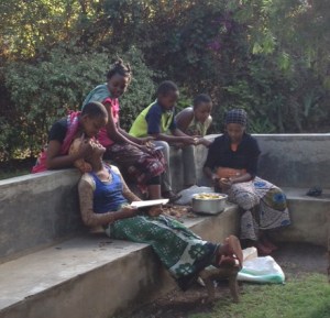 Peeling potatoes for dinner.