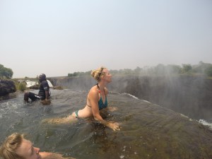 Cautiously taking a peek over the edge.