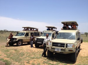Our crew in the Land Rovers