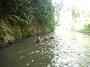 Floating down the River because we thought our guide was joking about the gators.