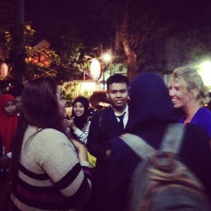 Helping the locals with their English projects.